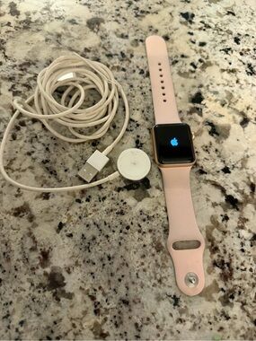 Apple Watch with Light Pink Silicone Band